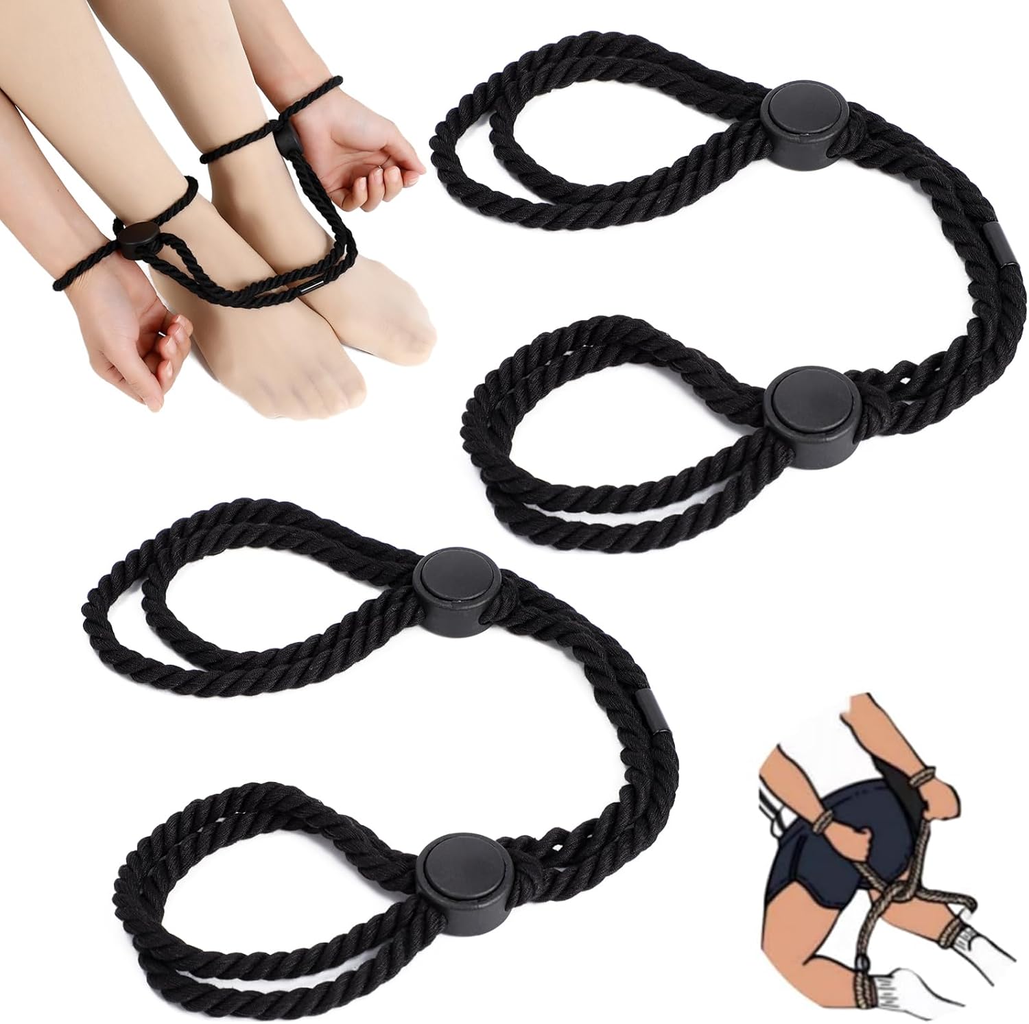 Premium Fesselseil-Set - Weiche Bondage für Handgelenke & Knöchel