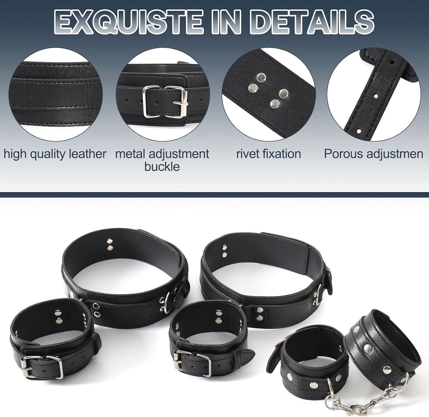 Elite 3-in-1 Bondage-Fesselset - Verstellbare Handgelenk- & Fußgelenkriemen
