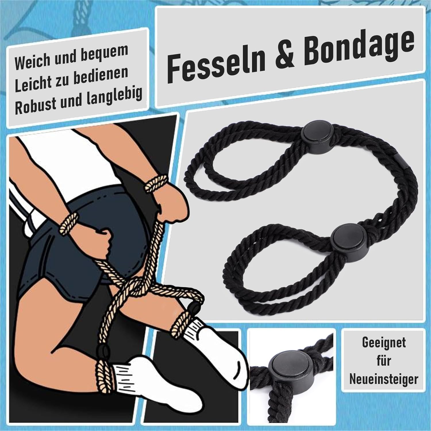 Premium Fesselseil-Set - Weiche Bondage für Handgelenke & Knöchel