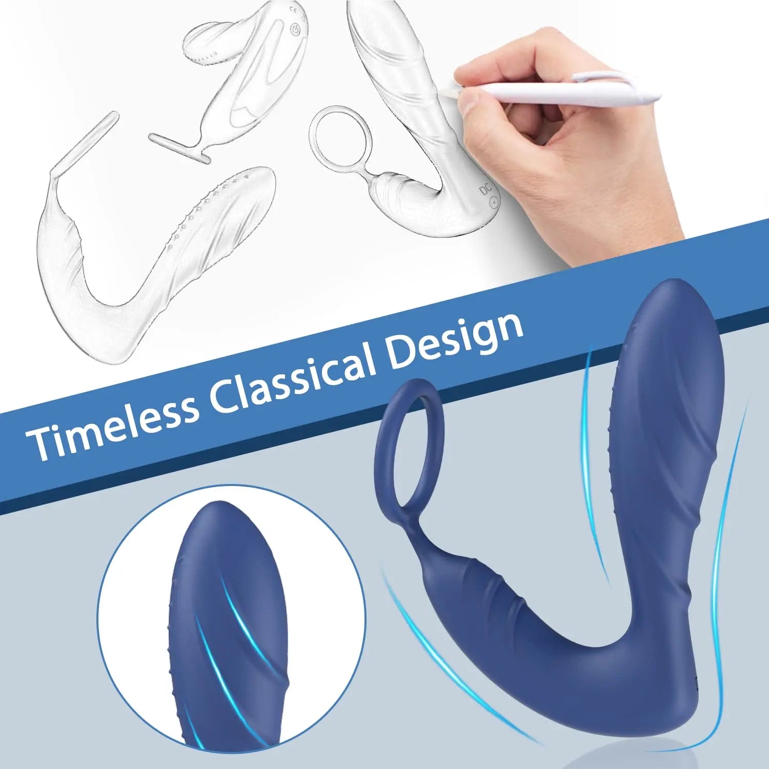 Professioneller Prostata-Massager - Integrierter Leistungsring für Männer
