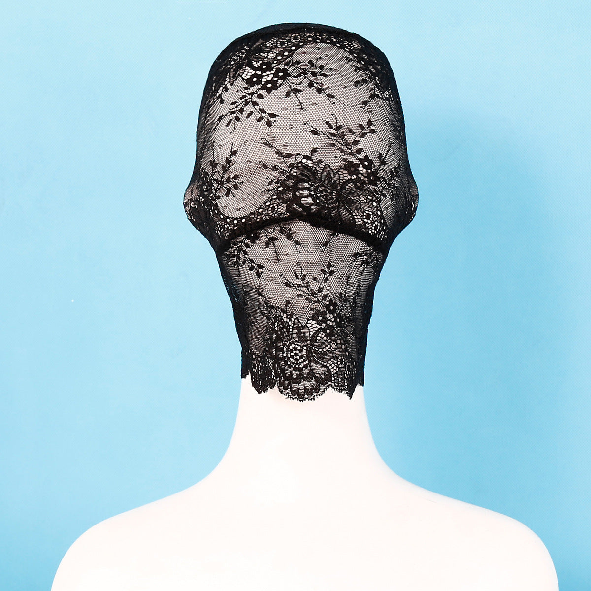 Geheimnisvolle schwarze Spitzen-Kapuze - Elegantes sinnliches Intimitäts-Accessoire