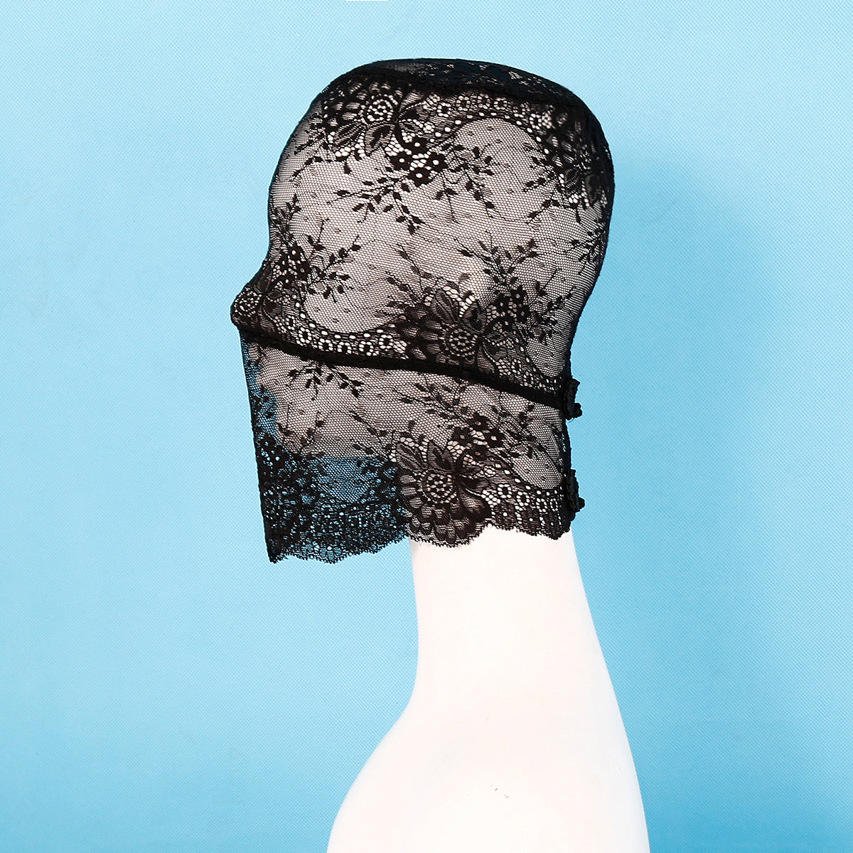 Geheimnisvolle schwarze Spitzen-Kapuze - Elegantes sinnliches Intimitäts-Accessoire