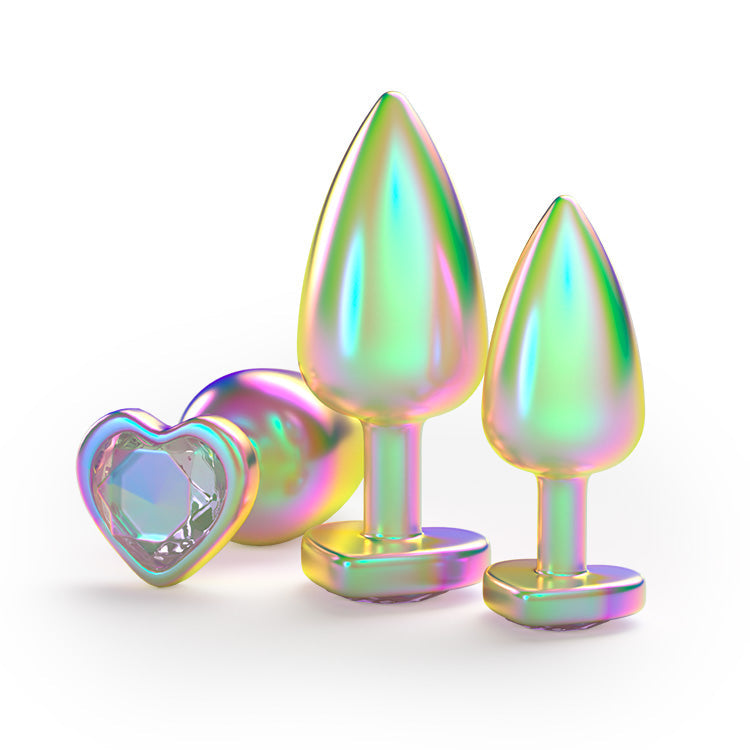 Exquisites Regenbogen-Edelstein-Metall-Plug-Set - Premium Sinnes-Schmuck
