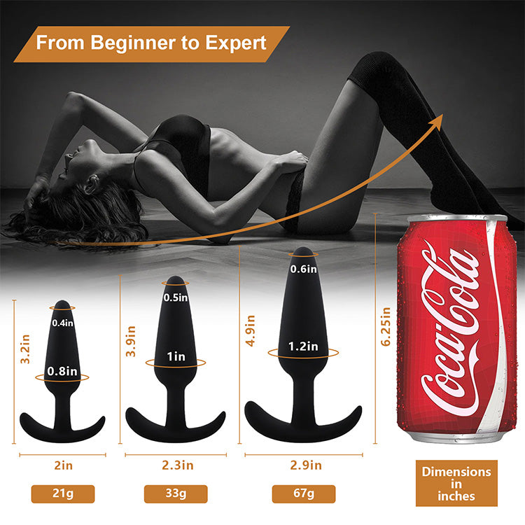 Elite 3-teiliges Anfänger-Anal-Wellness-Set - Gebogenes Basis-Komfort-Design