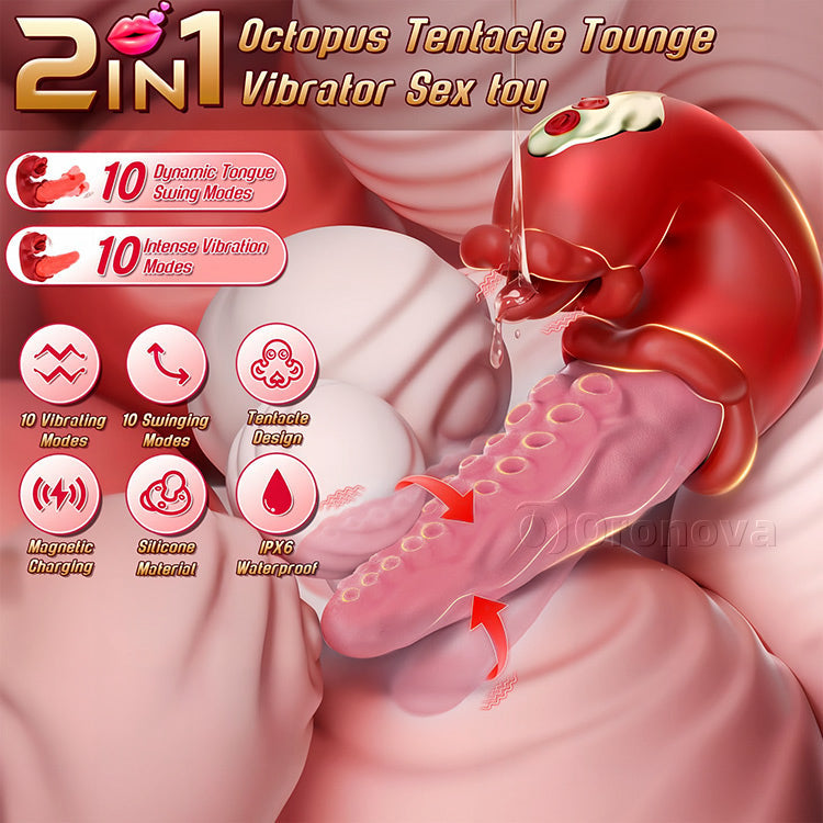 Kreativer 2-in-1 Oktopus-Massager - 10-Modi Zungenkitzel-Technologie