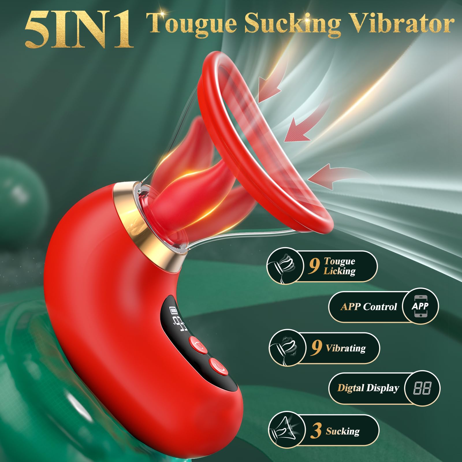 Premium 5-in-1 Rosen-Saug-Massager - G-Punkt & Klitoris-Stimulation mit LCD
